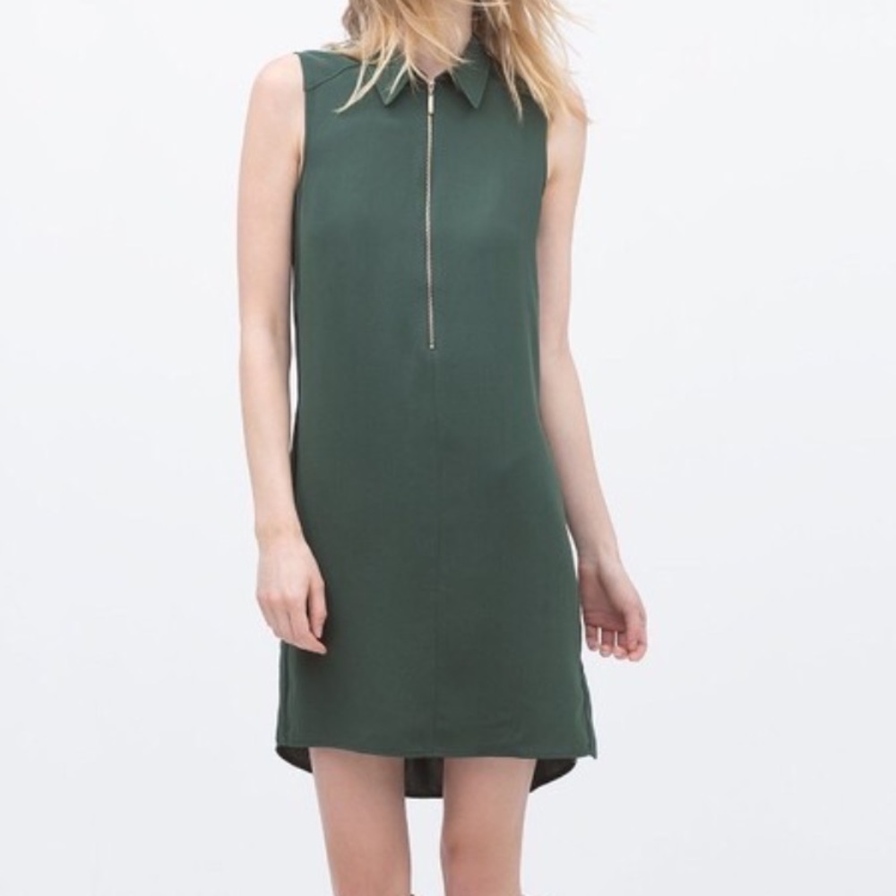 Zara green zip dress